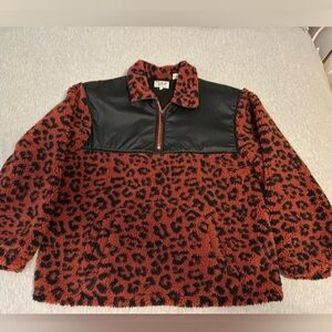 Levi’s Fresh Leaves Justin Timberlake 1/4 zip Sherpa Orange Cheetah Pullover